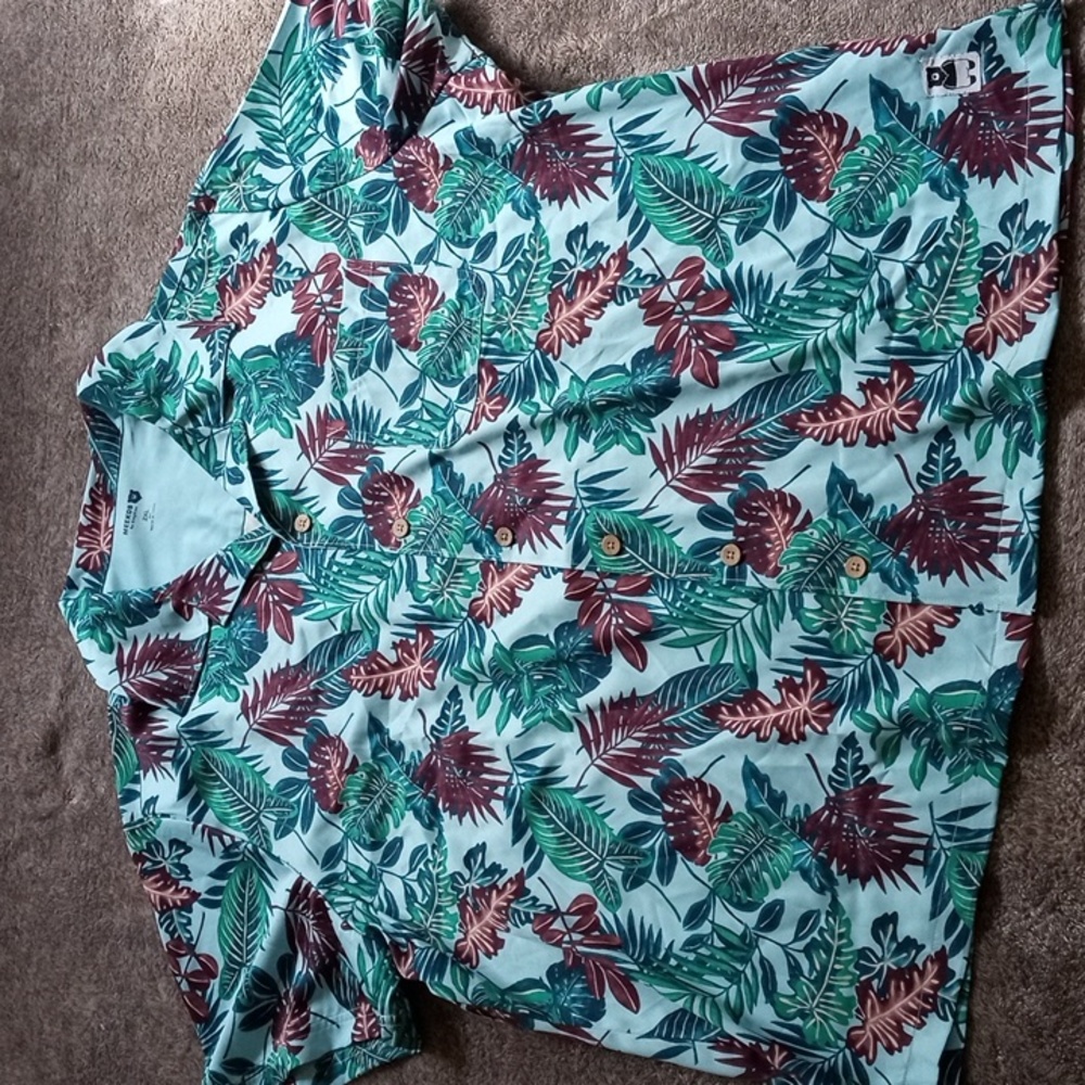 Meekos by King Size tropical leaf button down